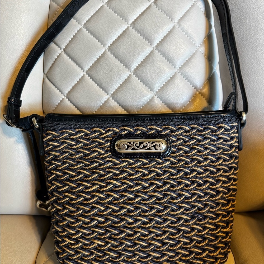 *Summer Clean Out* Brighton Blue and Tan Woven Crossbody Bag